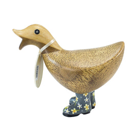 DCUK Natural Welly Ducky - Grey Flowers