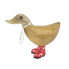 DCUK Natural Welly Ducky - Red Flowers