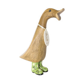 DCUK Natural Welly Duckling - Green Flowers