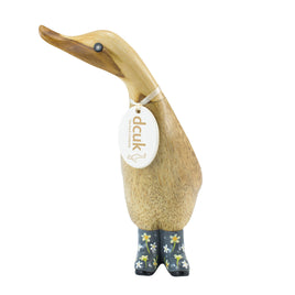 DCUK Natural Welly Duckling - Grey Flowers