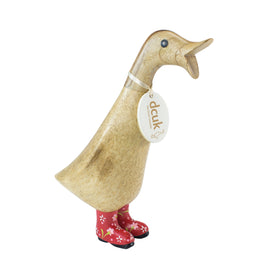 DCUK Natural Welly Duckling - Red Flowers