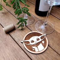 Set of 4 Baby Yoda Wood Coasters - Star Wars - The Mandalorian - Cup Holders