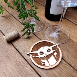 Set of 4 Baby Yoda Wood Coasters - Star Wars - The Mandalorian - Cup Holders