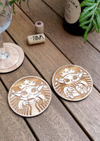 Set of 2 Starbucks Baby Yoda Wood Coasters - Coffee - Housewarming Gift - Star Wars