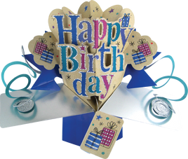 3D Pop Up Cards by Second Nature - Happy Birthday (Blue)