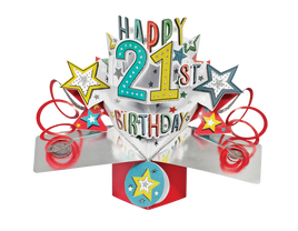 3D Pop Up Cards by Second Nature - 21st Birthday (Stars)