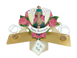 3D Pop Up Cards by Second Nature - Your Anniversary - Champagne