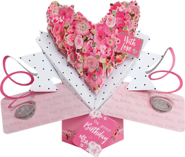 3D Pop Up Cards by Second Nature - Birthday Floral Heart