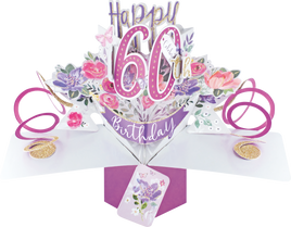 3D Pop Up Cards by Second Nature - 60th Birthday (Flowers)