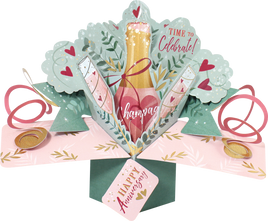 3D Pop Up Cards by Second Nature - Your Anniv - Champagne Flutes