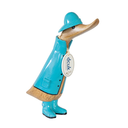 DCUK Natural Welly Duckling with Blue Raincoat and Hat