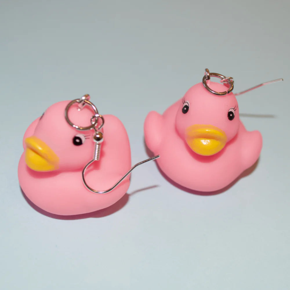 Rubber shop duck earrings