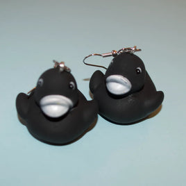 Colourful Mini Rubber Duck Earrings - Black