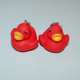 Colourful Mini Rubber Duck Earrings - Red