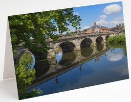 Welsh Bridge and the River Severn Blank Shrewsbury Greetings Card