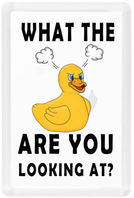 What The Duck Are You Looking At - Fridge Magnet - Duck Themed Merchandise from Shop4Ducks