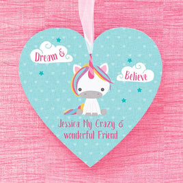 Dream Believe Unicorn - Hanging Heart