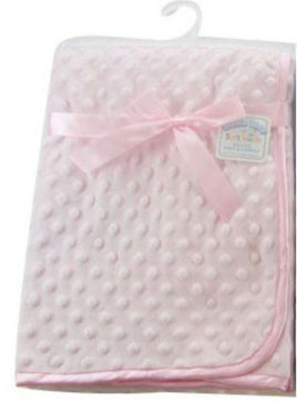 Personalised Coral fleece baby wrap with fleece trim and back Pink Baby Blanket