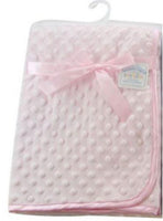 Personalised Coral fleece baby wrap blanket with fleece trim and back - Blue or Pink