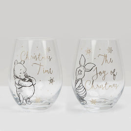 Disney Set of 2 Christmas Glasses - Pooh & Piglet