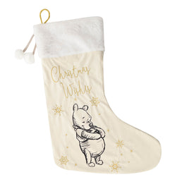 Disney White & Gold Velveteen Christmas Stocking - Pooh