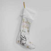 Disney White & Gold Velveteen Christmas Stocking - Pooh